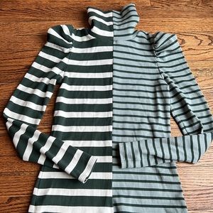 Veronica Beard green/beige striped turtleneck. Never worn! Size small.